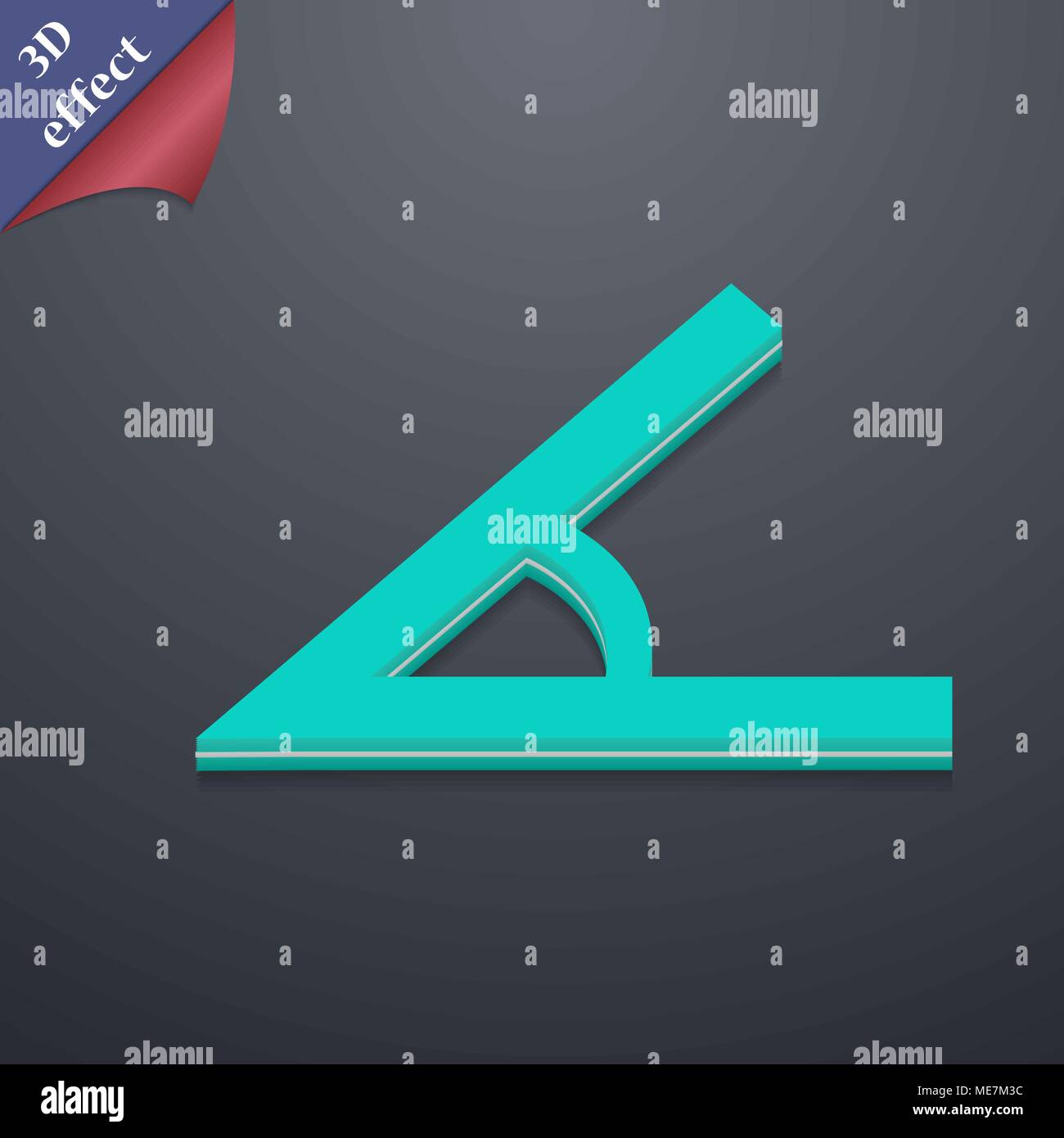 Símbolo de icono de 45 grados de ángulo. Estilo 3D. Moderno diseño con