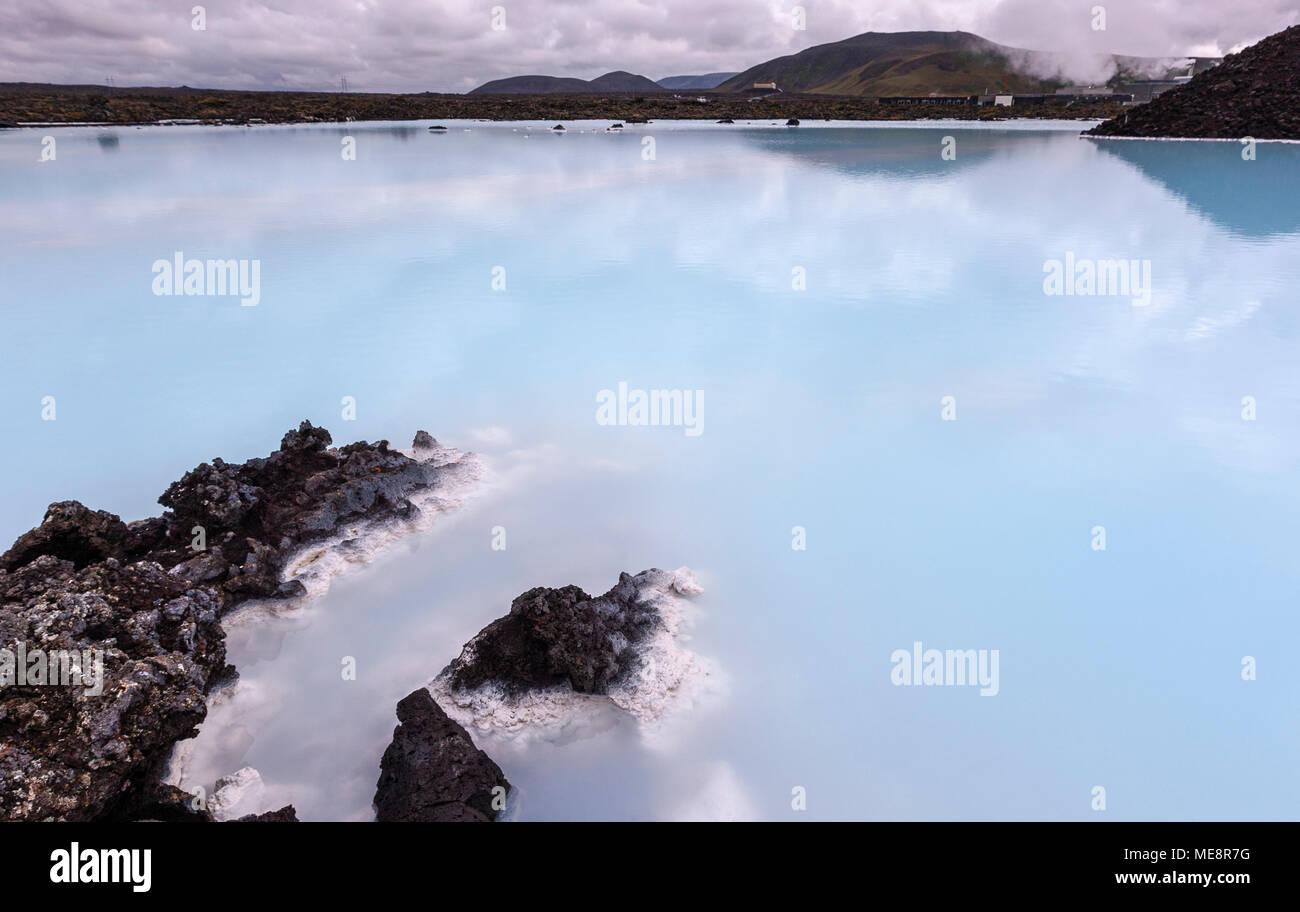 Blue Lagoon Spa, Grindavík, geotérmica, Islandia Foto de stock