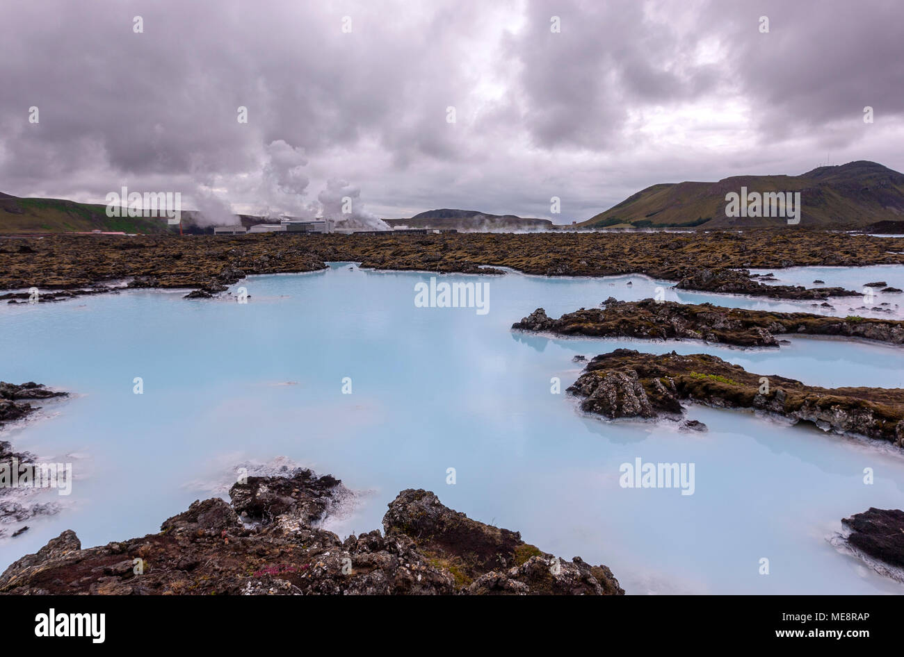 Blue Lagoon Spa, Grindavík, geotérmica, Islandia Foto de stock