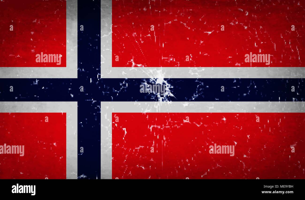 Banderas de Noruega con textura de vidrio roto. Ilustración vectorial Ilustración del Vector