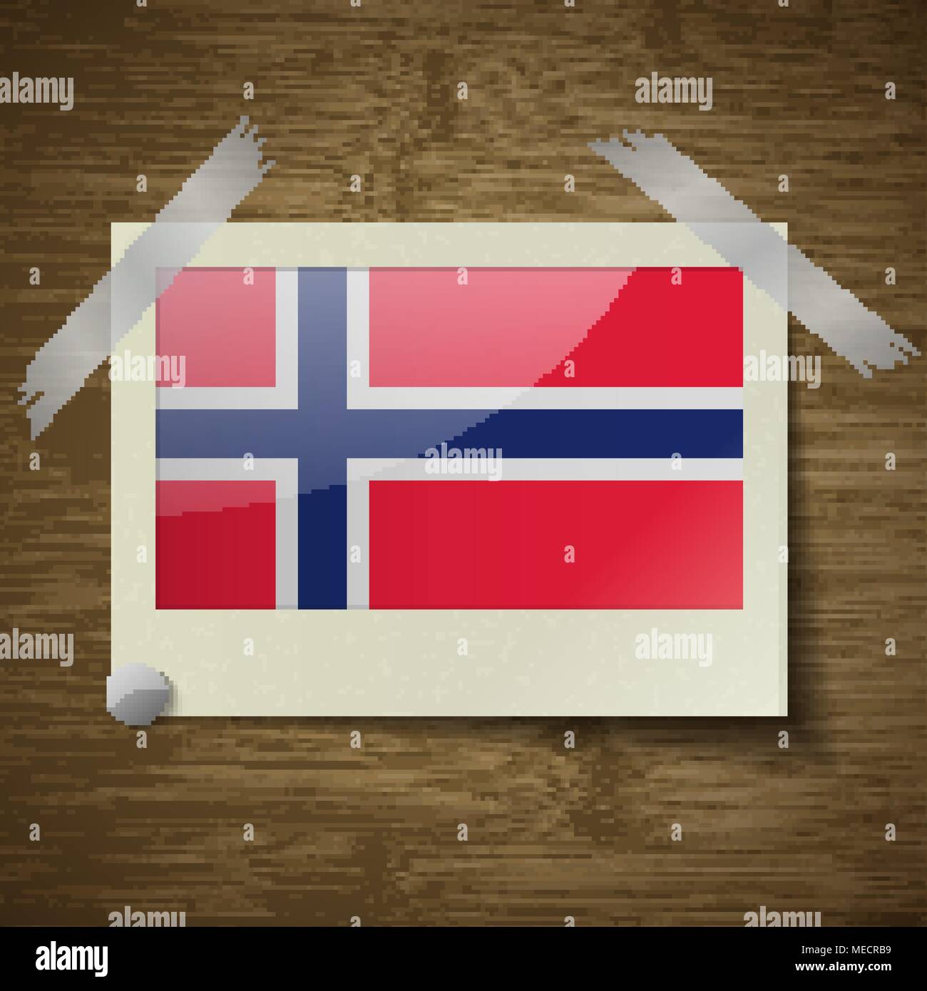 Banderas de Noruega en el fotograma sobre textura de madera. Ilustración vectorial Ilustración del Vector