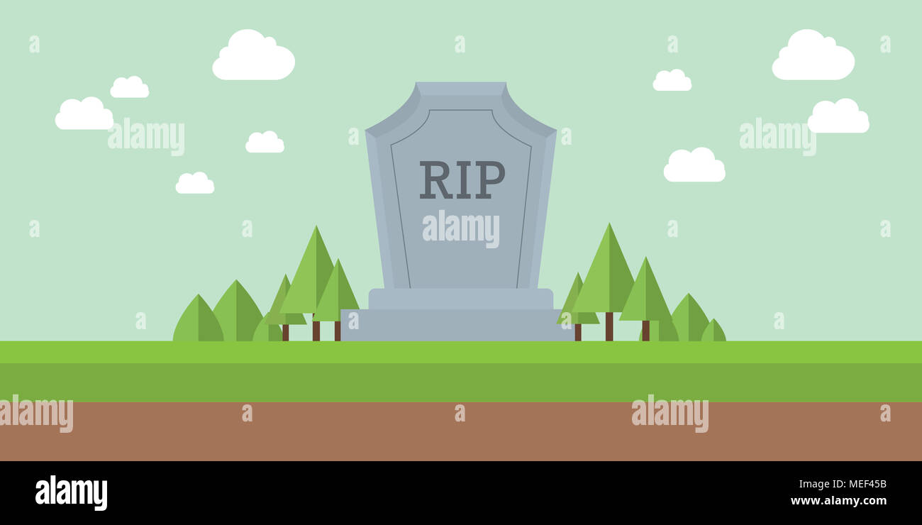 Cementerio rip descanse en paz lápida con nubes y cielo como fondo y