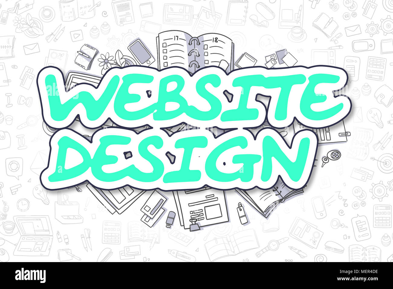 Diseño web - Cartoon texto de color verde. Concepto de negocio. Foto de stock