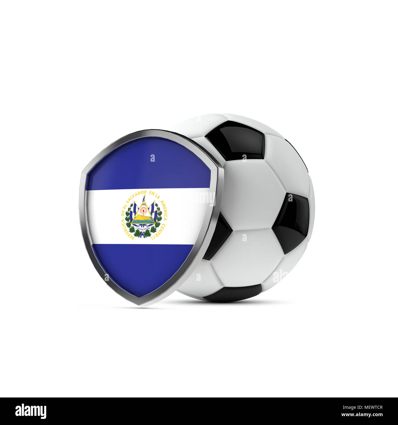 Escudo de la bandera nacional de El Salvador con una pelota de fútbol. 3D  Rendering Fotografía de stock - Alamy