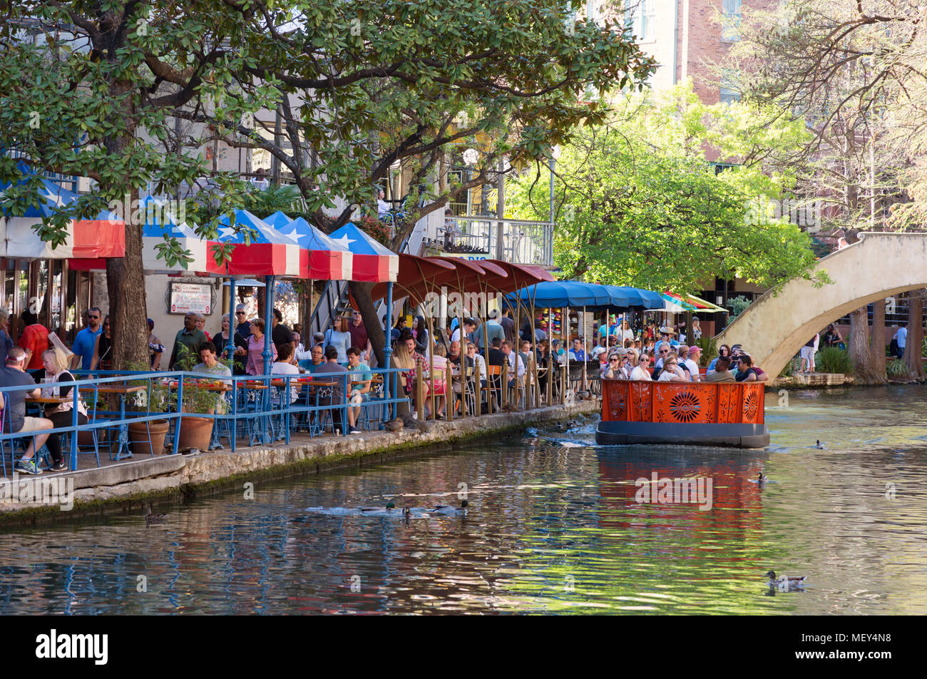 San Antonio River Walk, San Antonio, Texas, EE.UU. Foto de stock