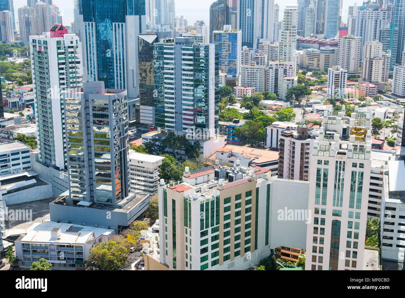 Antena de la ciudad moderna, la Ciudad de Panamá Foto de stock