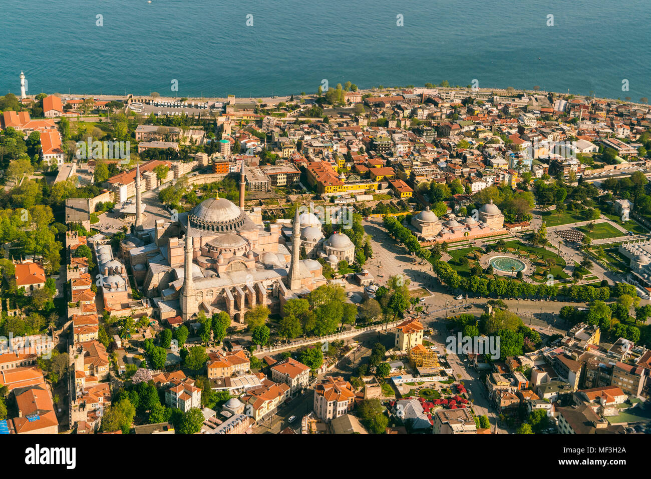Turquía, Estambul, vista aérea de la mezquita de Santa Sofía Foto de stock