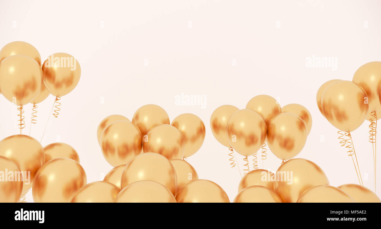 3D Rendering del Partido realista Closeup globos sobre un fondo claro Foto de stock