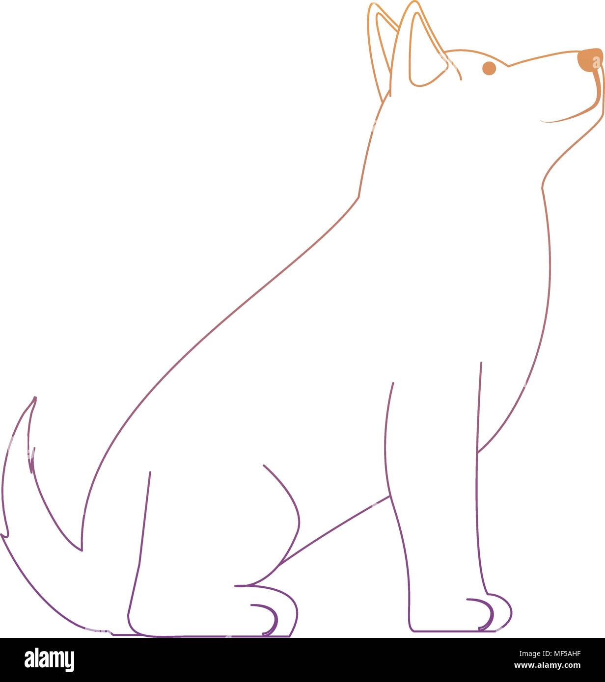 Lindo perro husky icono en el fondo, línea de colorido diseño ilustración vectorial. Ilustración del Vector