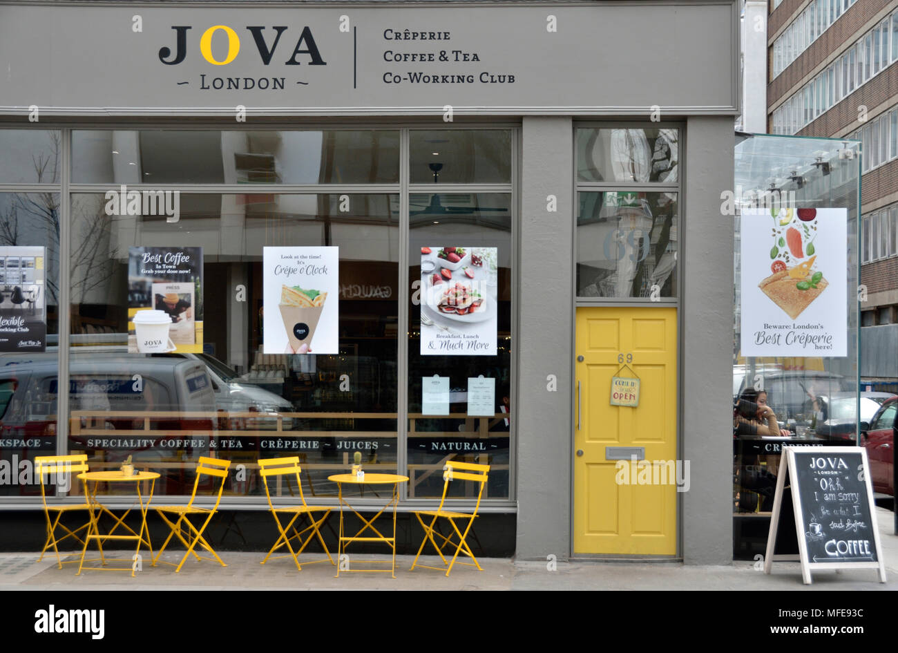 Londres Jova cafe, Charlotte Street, Fitzrovia, Londres, Reino Unido. Foto de stock
