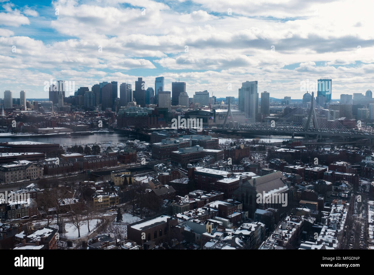 Vista de Boston, Massachusetts, EE.UU., desde el Bunker hill Monument Foto de stock