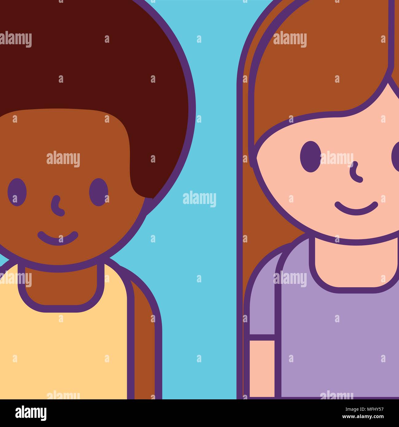 Hombre y mujer de dibujos animados personajes jóvenes Imagen Vector de  stock - Alamy