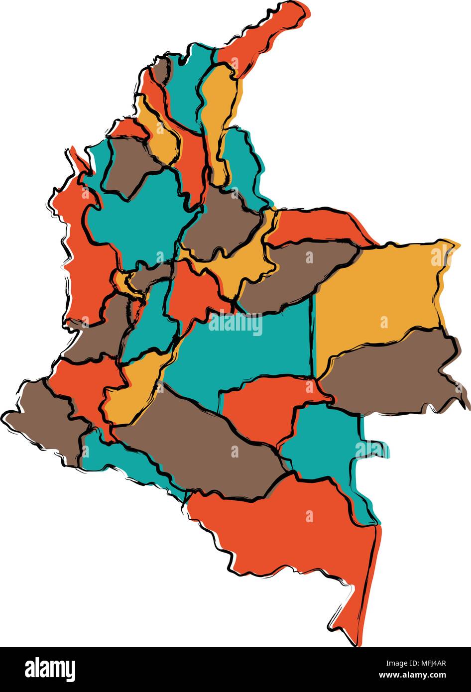 Mapa político de Colombia Imagen Vector de stock Alamy