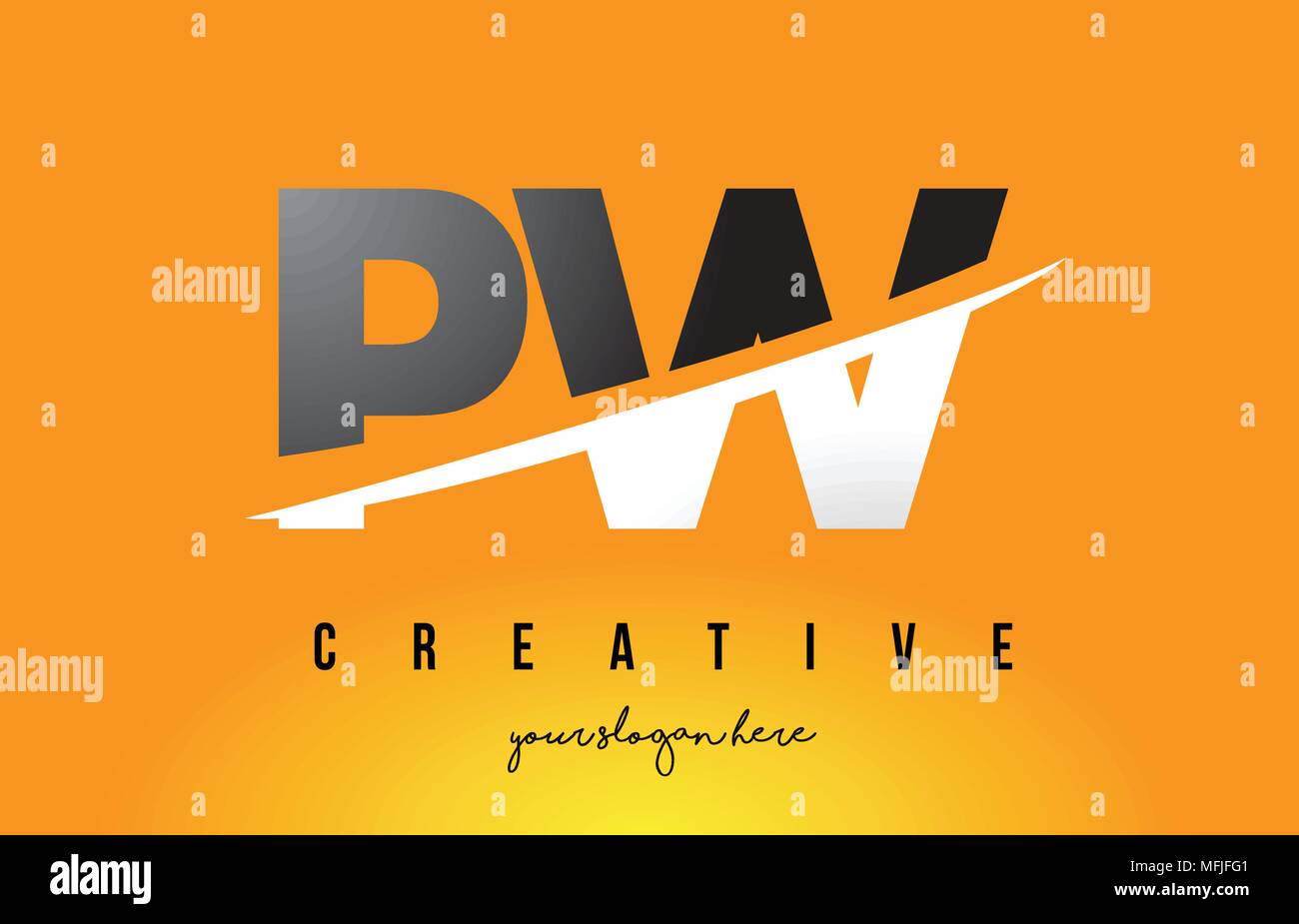 Pw P W Carta Moderna Con Diseno De Logotipo Swoosh Cortando El Oriente Letras Y Fondo Amarillo Imagen Vector De Stock Alamy