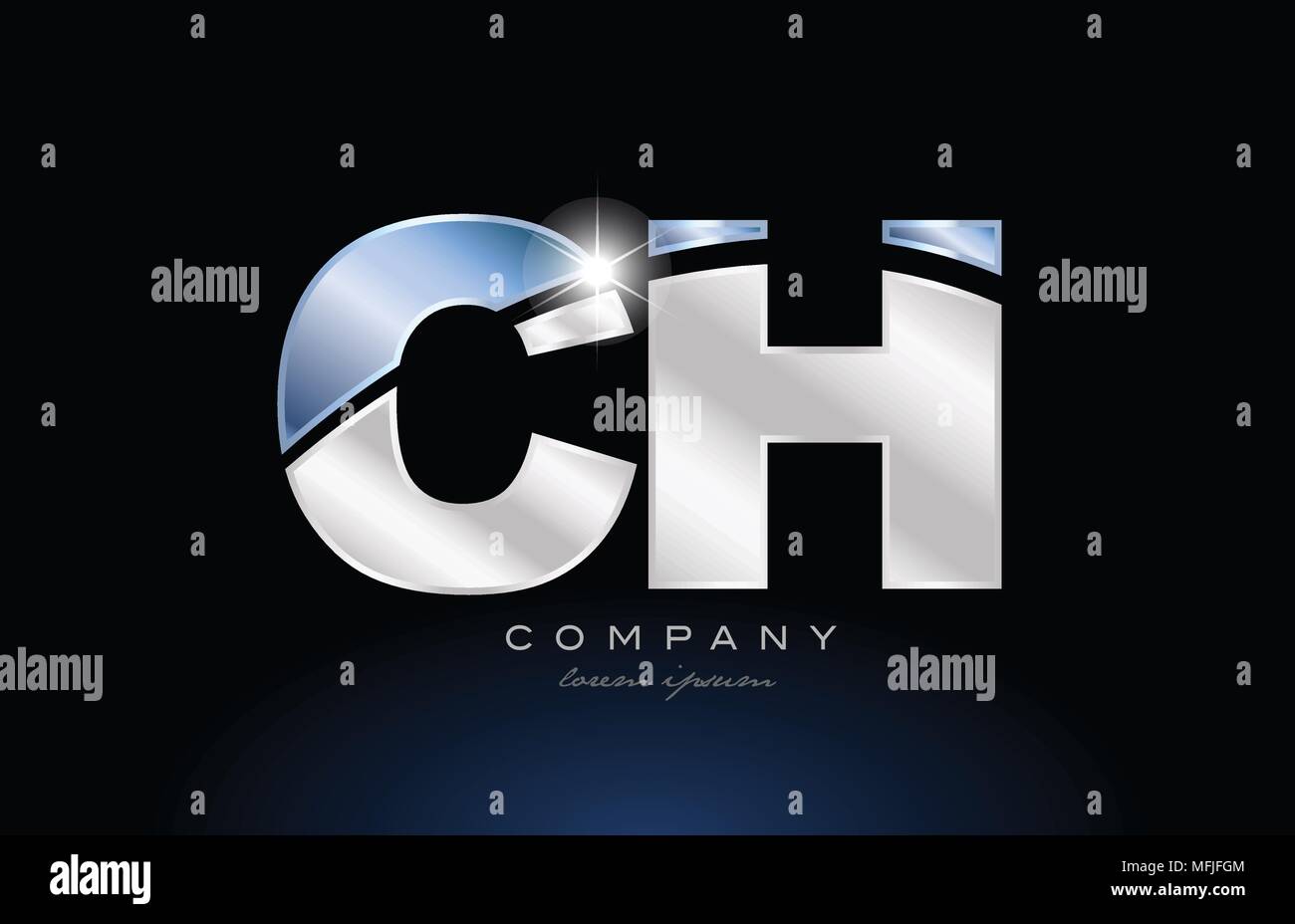 Letra Del Alfabeto Ch C H Diseño De Logotipo Con Color Azul