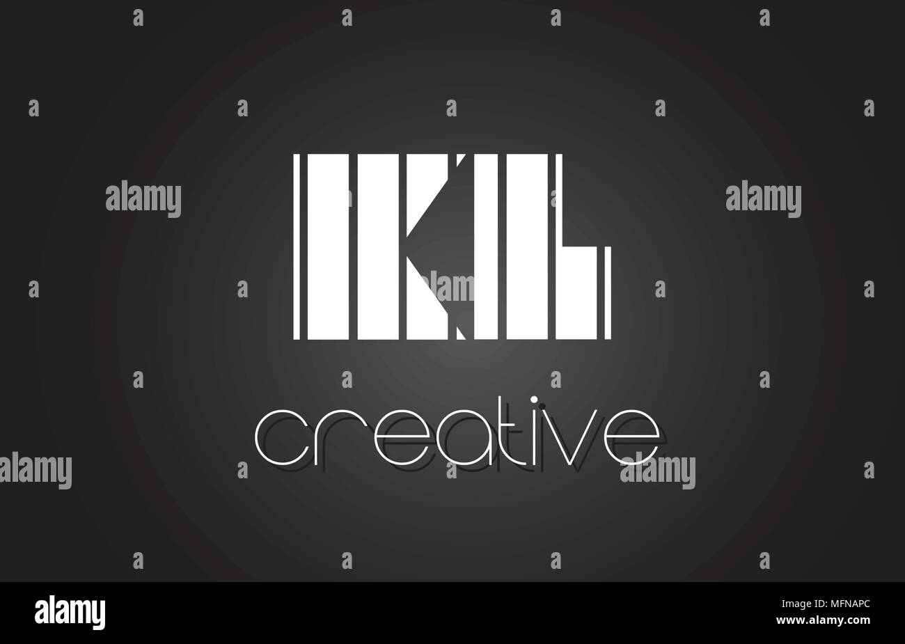 Kl K L Letra Creativo Diseno De Logotipo Con Lineas Blancas Y Negras Imagen Vector De Stock Alamy