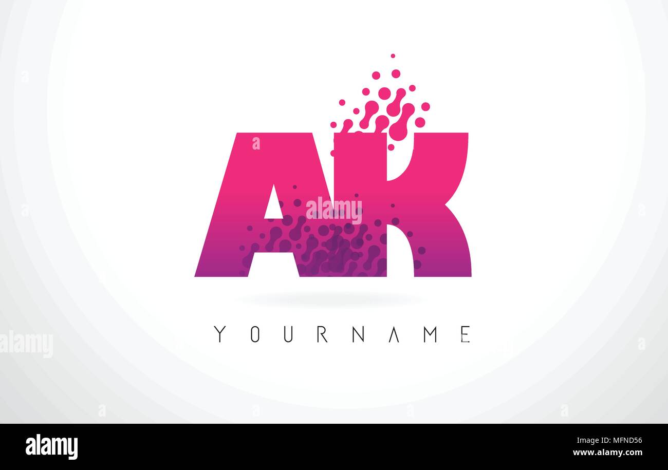 Ak Una Letra K Logo Con Letras De Color Rosa Y Púrpura