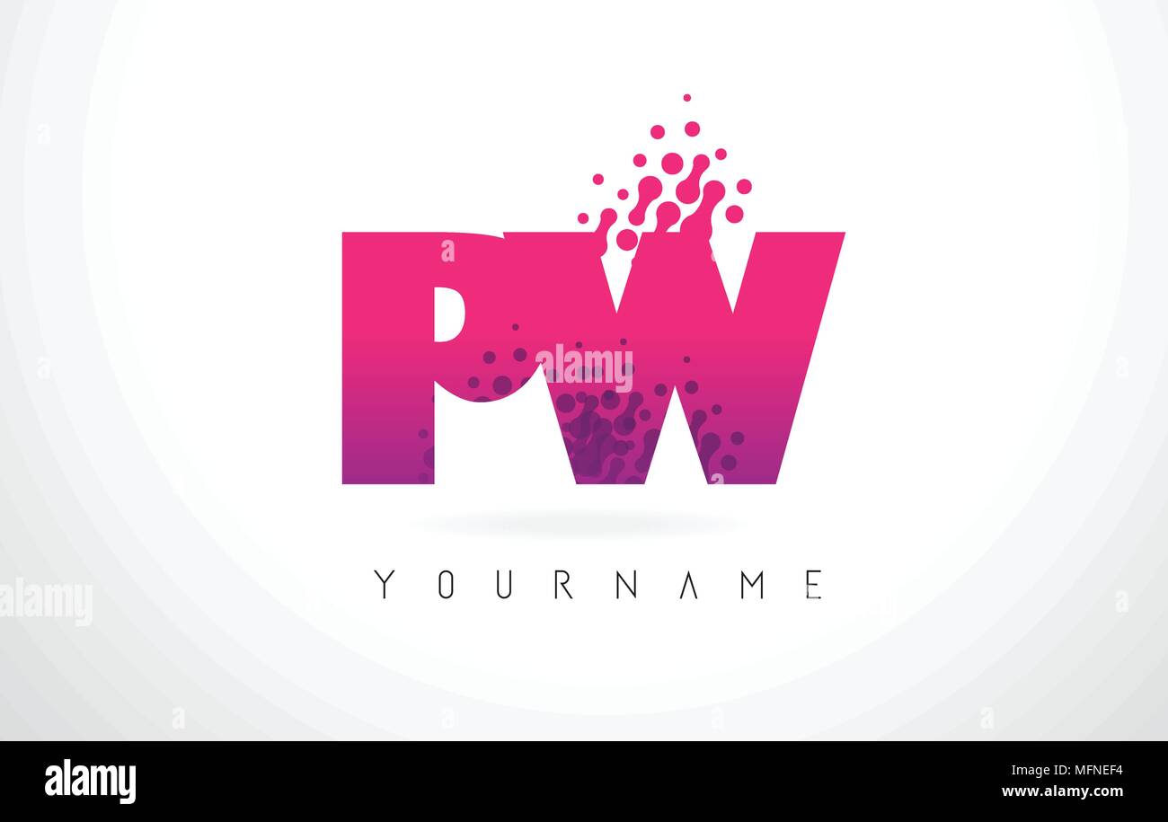 Pw P W Carta Logo Con Letras De Color Rosa Y Purpura Particulas Diseno Dots Imagen Vector De Stock Alamy