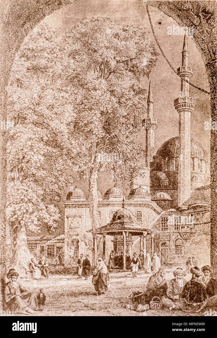 La Tumba de Kair Ed Din dice Barbarroja en Constantinopla, un destino venerada por los musulmanes (siglo xix) imprimir Foto de stock