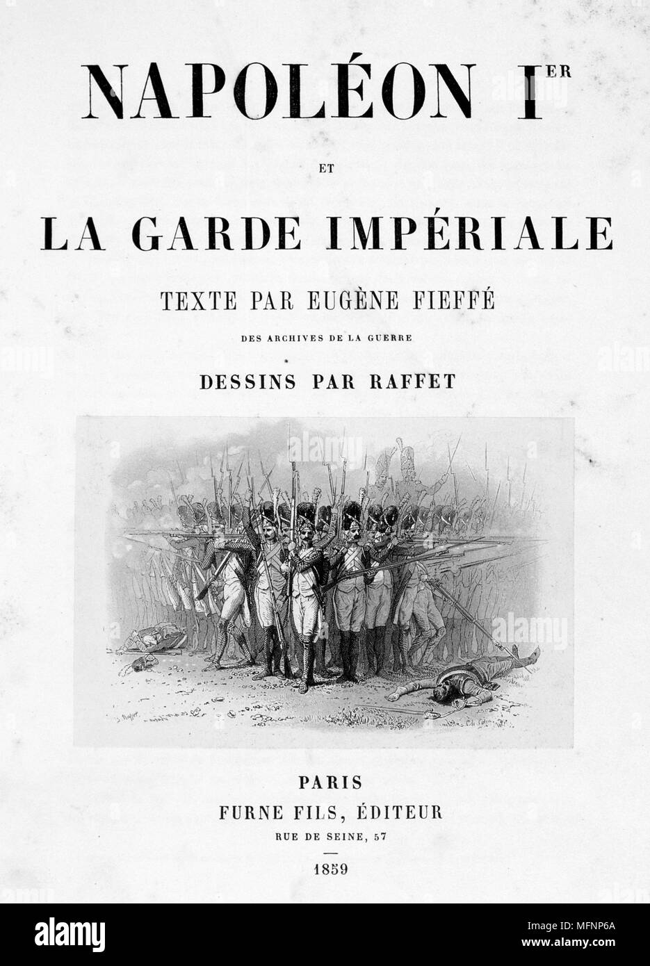 Página de título de 'Napoleón 1er et la Garde Imperiale' por Eugene Fieffe, París, 1858. Foto de stock