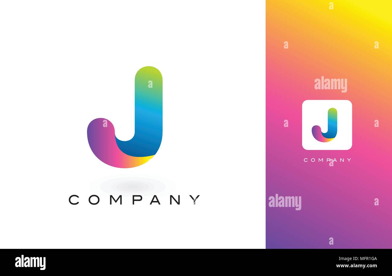 Logotipo Con La Letra J Con Arco Iris Colores Vibrantesj