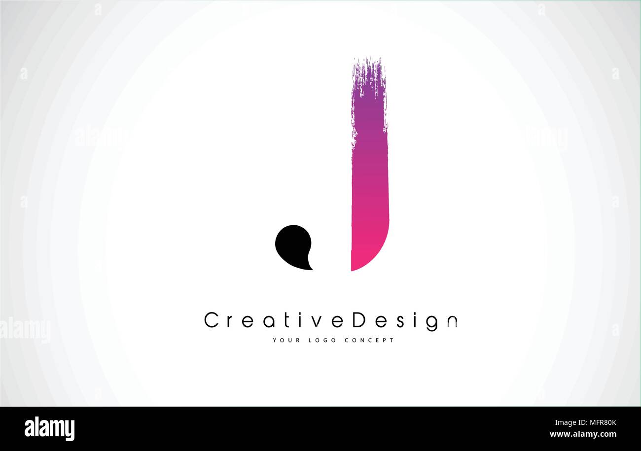 Letra J Diseño De Logotipo Con Trazo De Pincel De Color Rosa