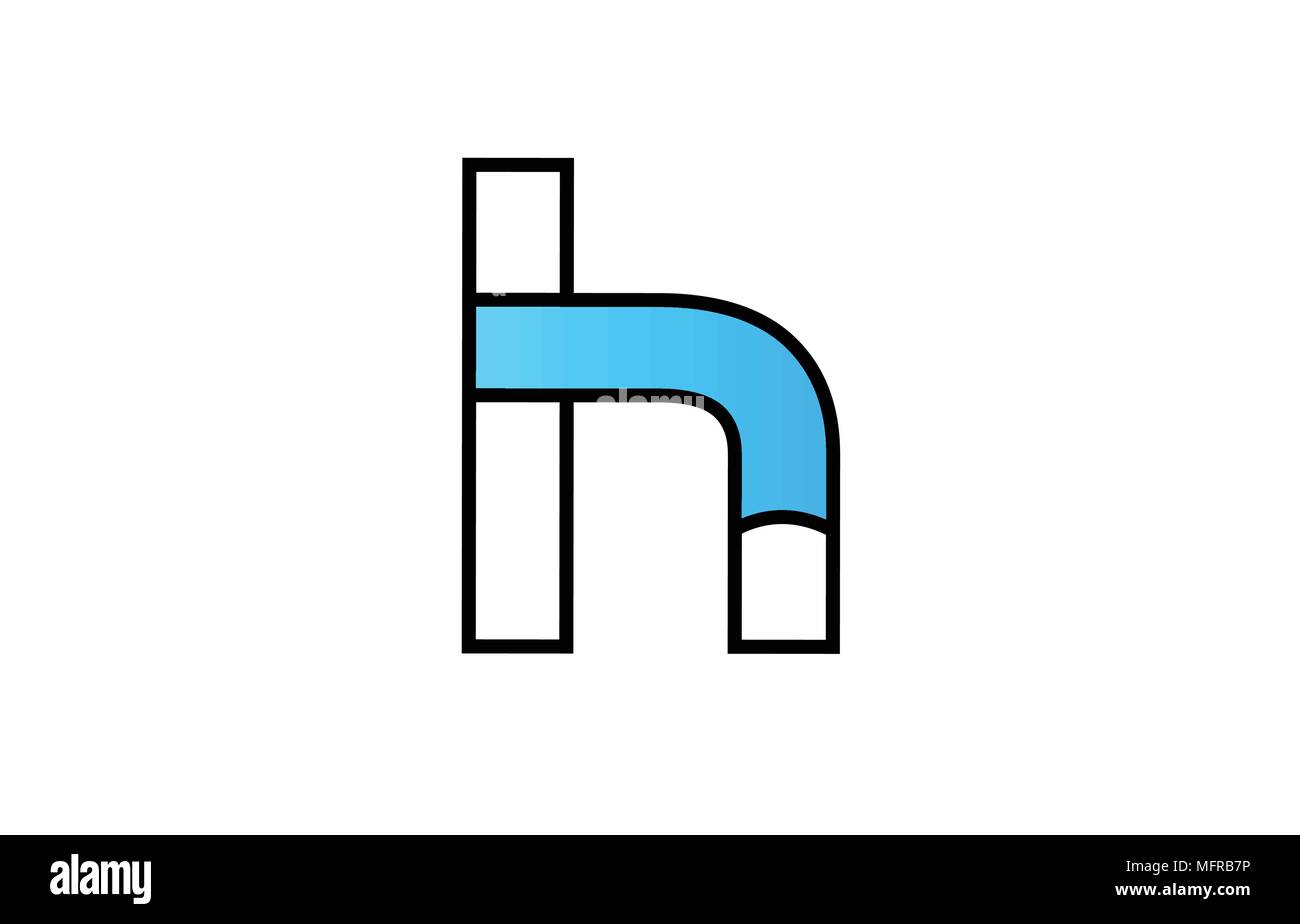 Alfabeto Letra H Diseño De Logotipo Azul Con Borde Negro Y