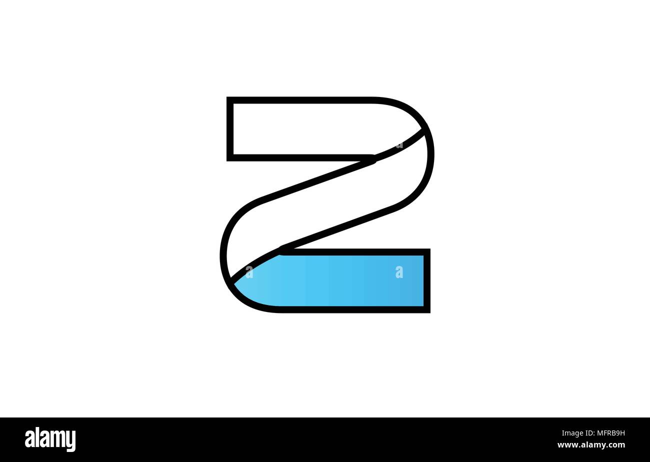 Alfabeto Letra Z Diseño De Logotipo Azul Con Borde Negro Y