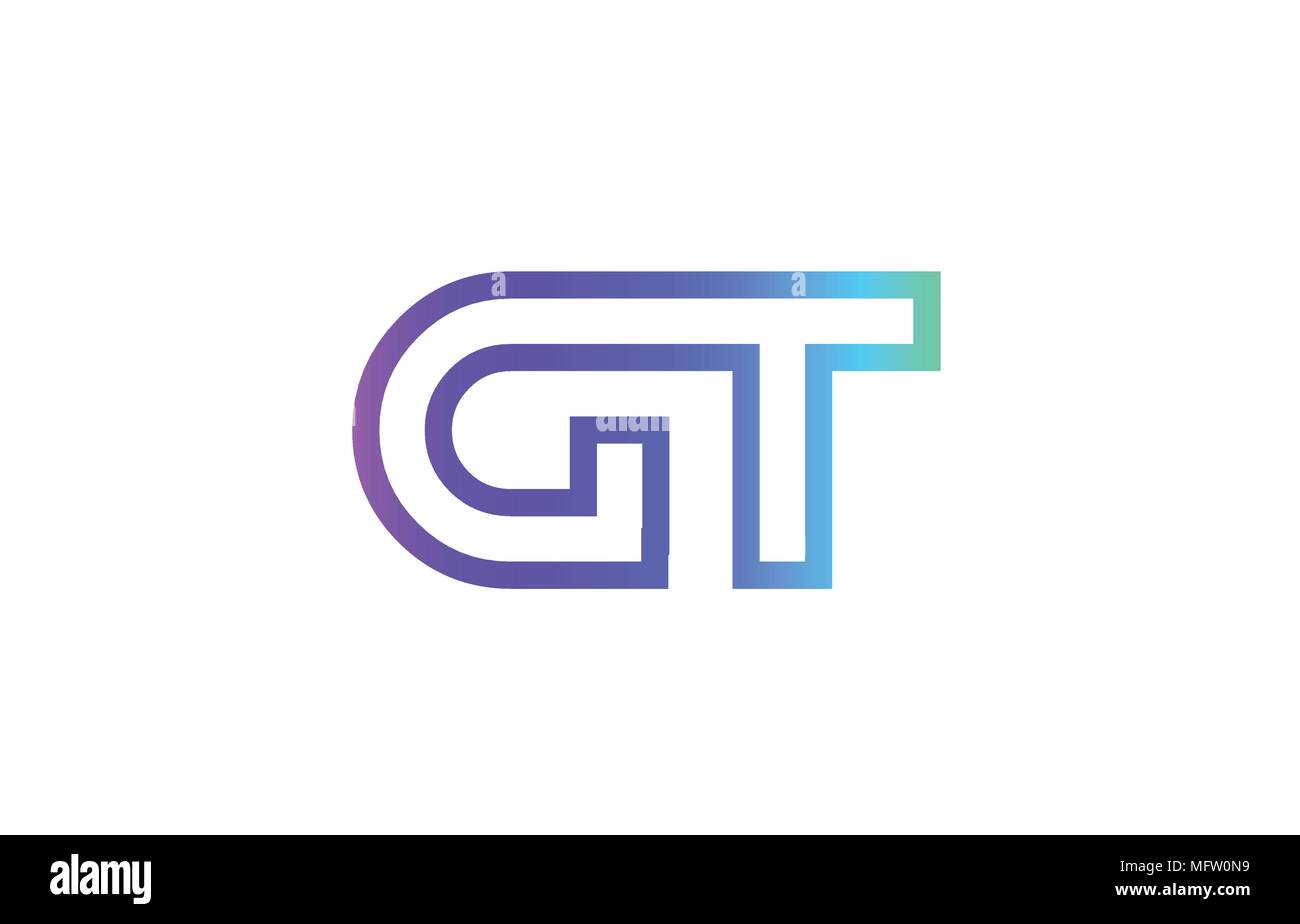 GT G T letra del alfabeto combinación de logotipo vector icono empresa  creativa plantilla de diseño moderno arte de línea de contorno azul rosa  Imagen Vector de stock - Alamy