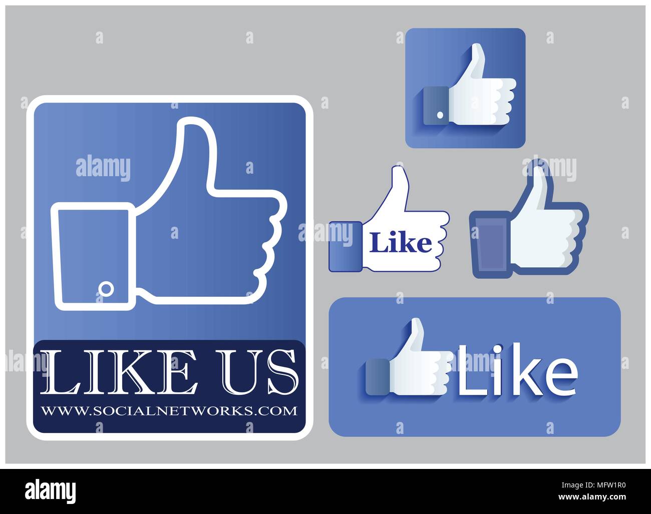 Icono de Face Book colección con como botones Ilustración del Vector