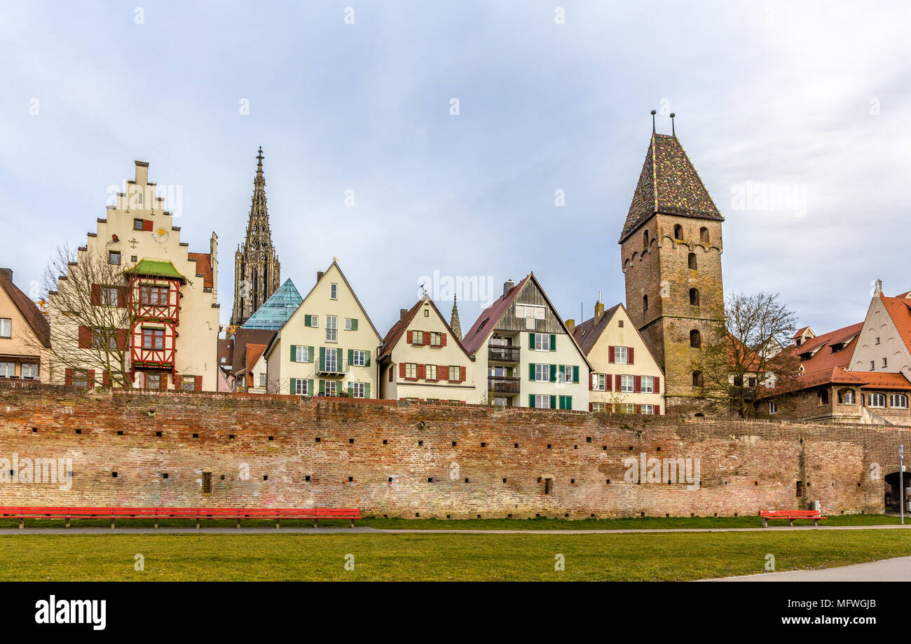 Vista de la ciudad de Ulm, Alemania, Baden-Wurttemberg Foto de stock