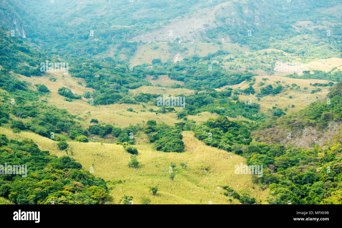 Misty ladera de la presa Chicoasen Foto de stock