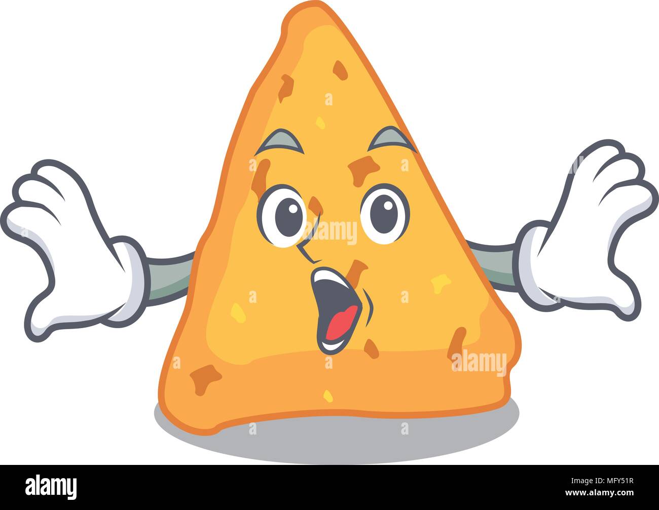 Sorprendido nachos mascota ilustración vectorial del estilo de dibujos animados Imagen Vector de