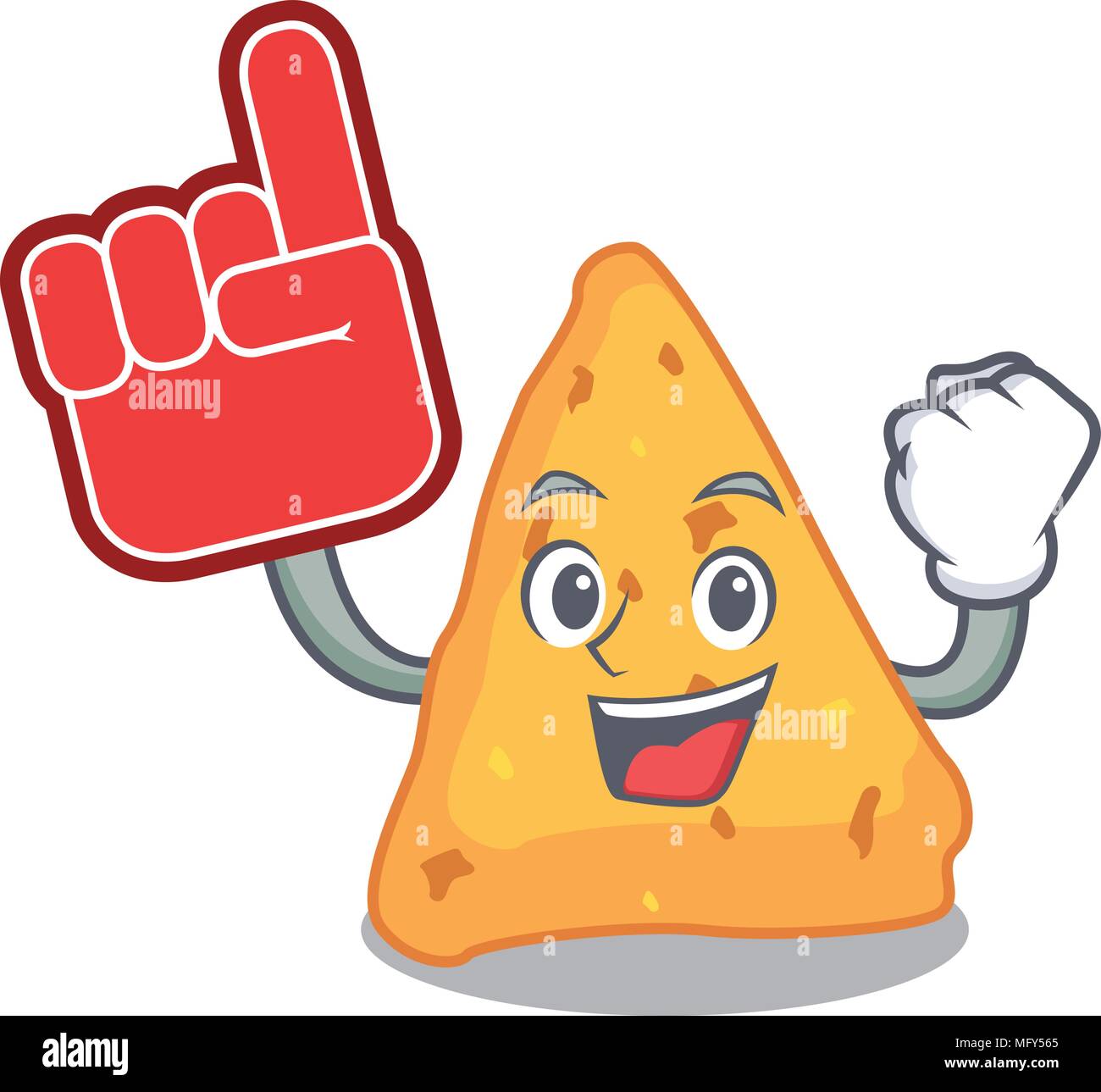 Dedo de espuma nachos mascota ilustración vectorial del estilo de dibujos animados Imagen Vector