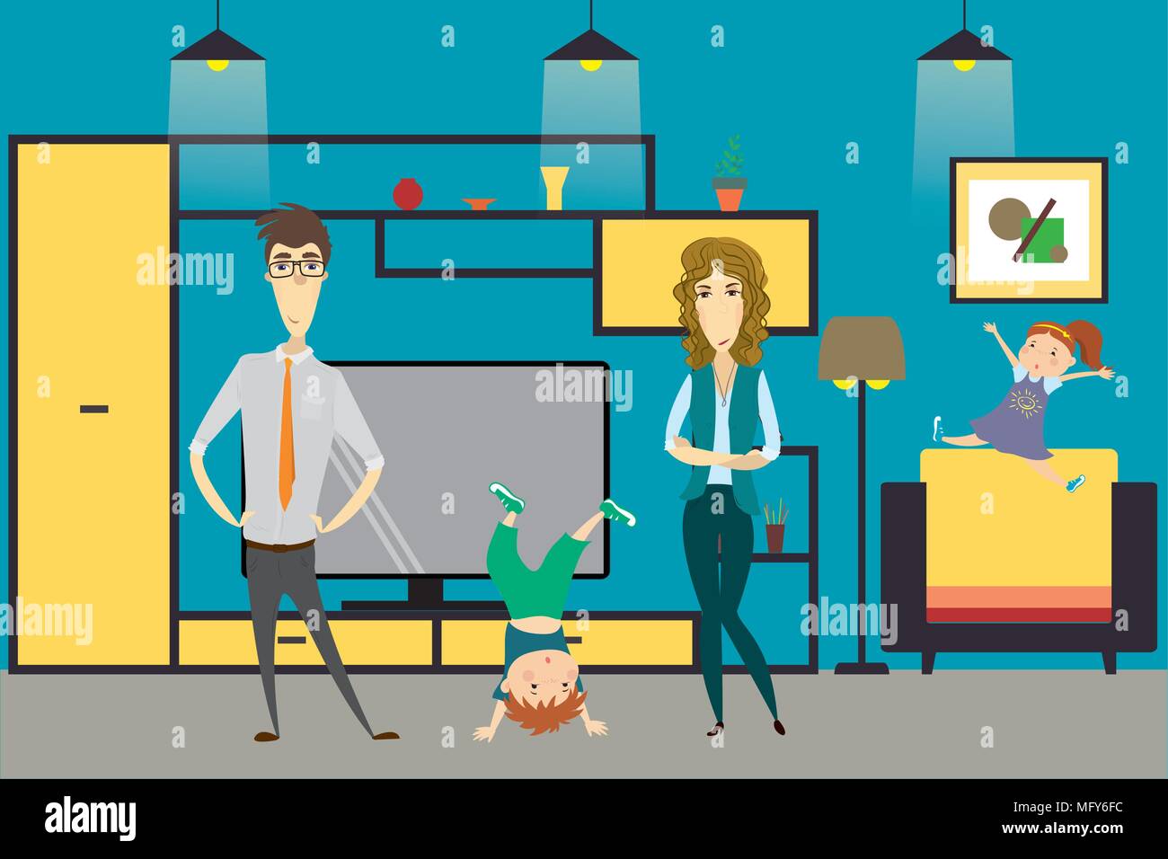 Caricatura Familia Mama Papa Hija E Hijo En Casa Interior Ilustracion Vectorial Imagen Vector De Stock Alamy Caricatura Familia Mama Papa Hija E Hijo En Casa Interior Ilustracion Vectorial Imagen Vector De Stock Alamy