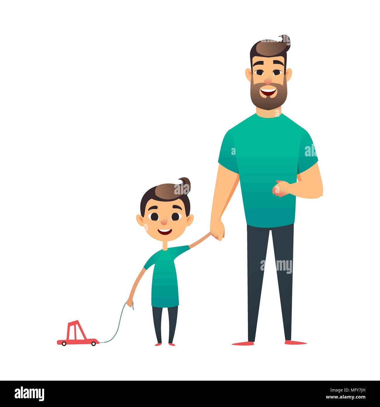 Vector de dibujos animados padre e hijo. Hombre y niño. Familia Feliz.  Feliz Día del Padre tarjetas de felicitación Imagen Vector de stock - Alamy