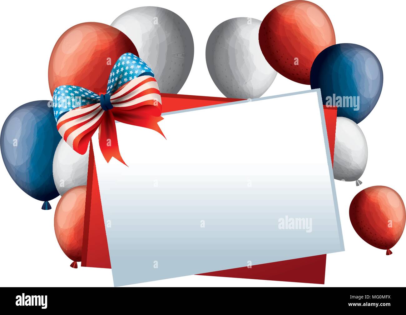 Cartulina con globos parte y usa bowtie diseño ilustración vectorial Imagen  Vector de stock - Alamy
