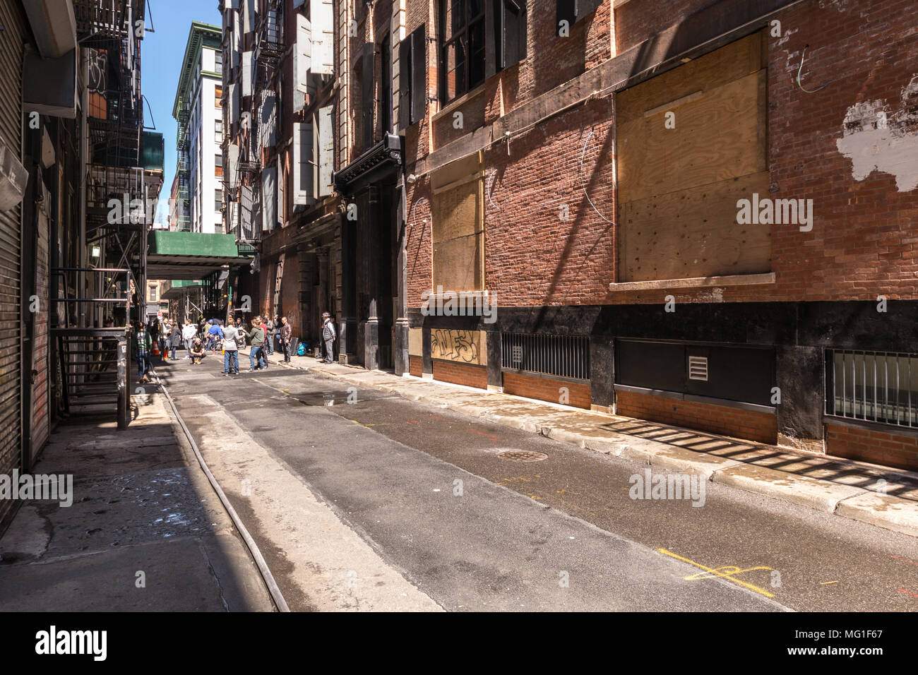 Cortlandt Alley, Manhattan, Nueva York, Película conjunto Foto de stock