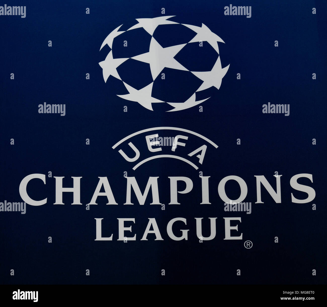 Logotipo de la Liga de Campeones de la UEFA, competición de fútbol Foto de stock
