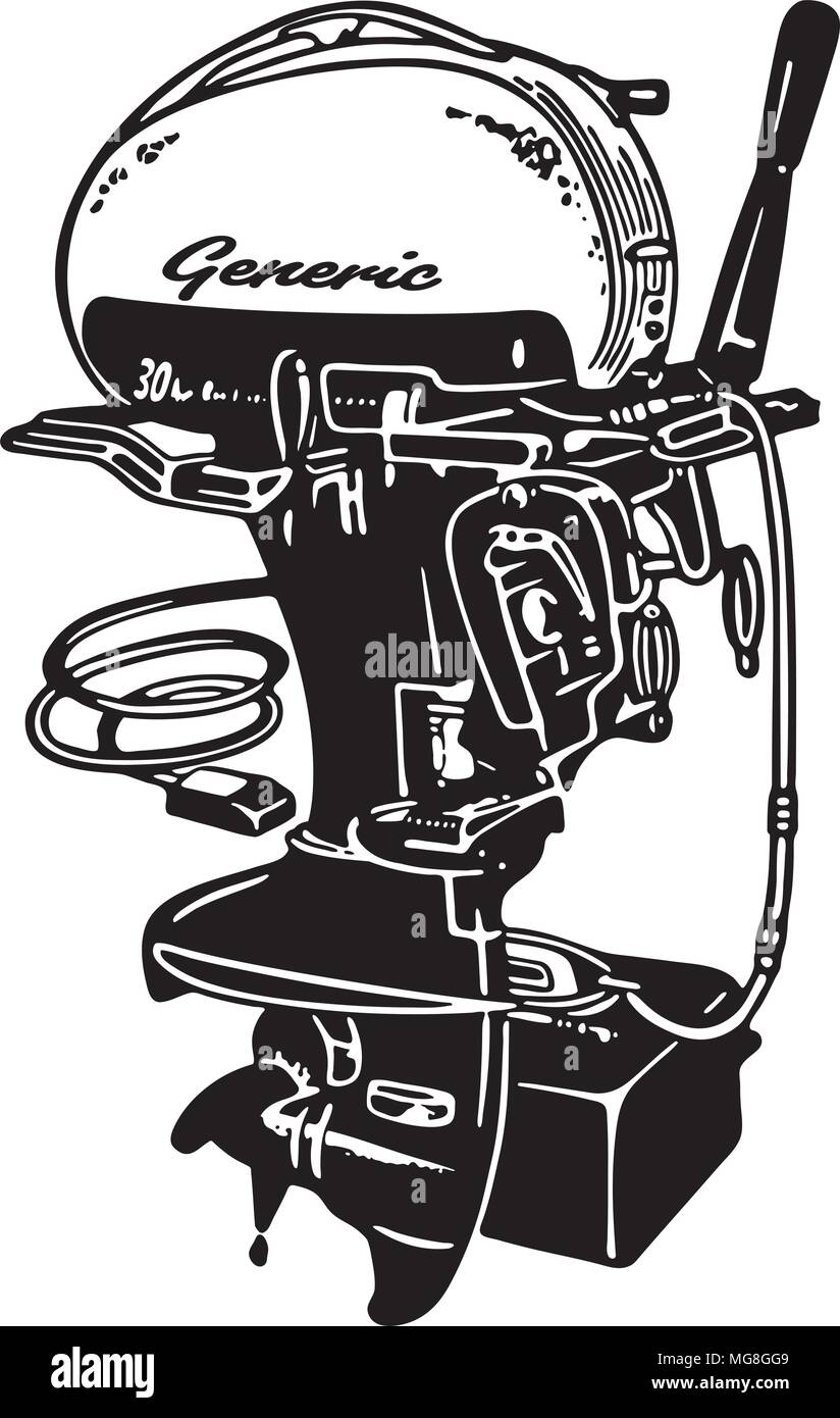 Motor fuera de borda 2 - Retro Ad Art Illustration Ilustración del Vector