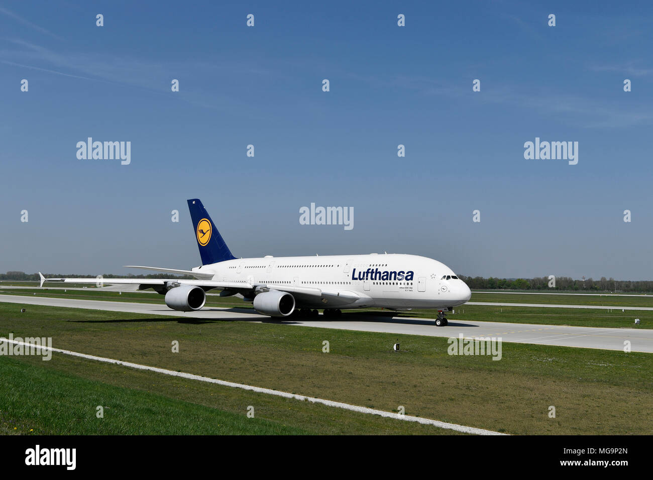 Un 380-800, A380, Lufthansa, avión, avión, avión, roll out, el aeropuerto de Munich (MUC, Alemania Foto de stock