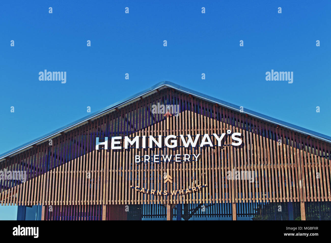 Crucero de Cairns Terminal, donde lo que fue edificio terminal 2 se convierte en la Cervecería Hemingway's local sede Foto de stock