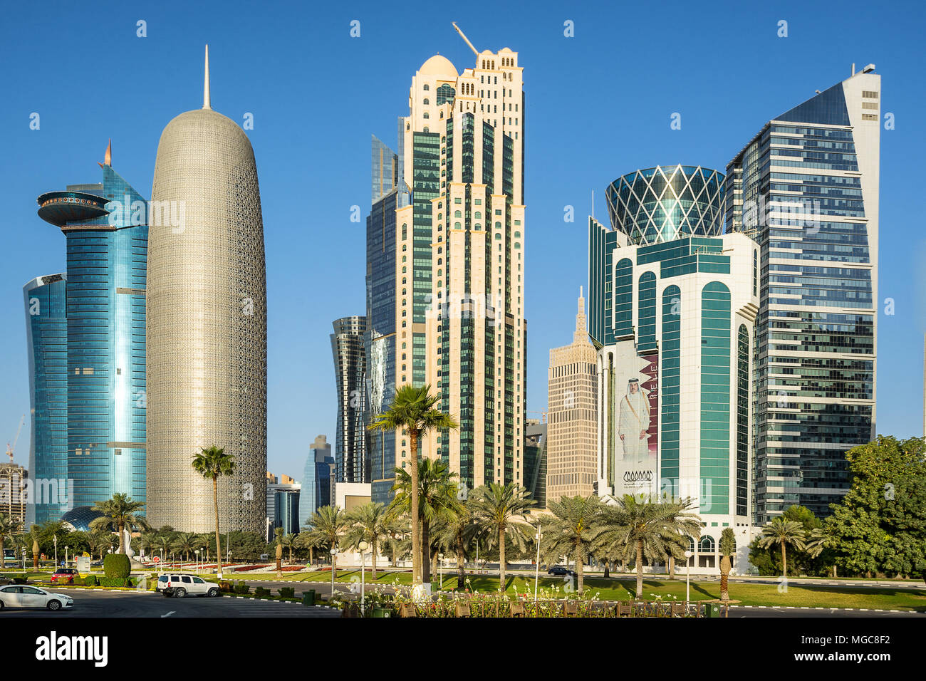 West Bay en el Corniche en Doha (Qatar) Foto de stock