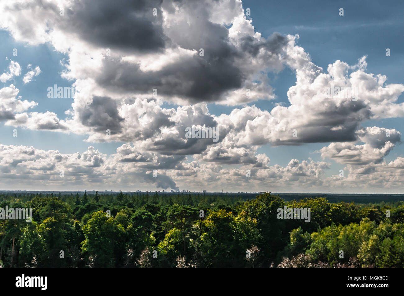 Vista holandés con un intenso cielo nublado Foto de stock