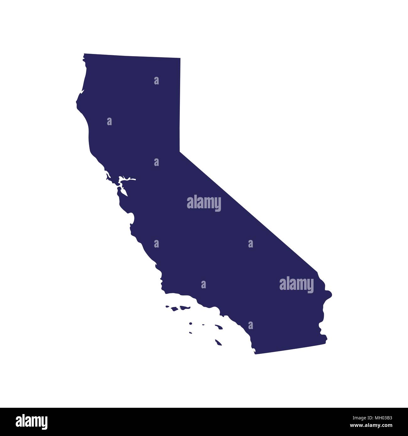 Mapa del estado de California, EE.UU. Ilustración del Vector