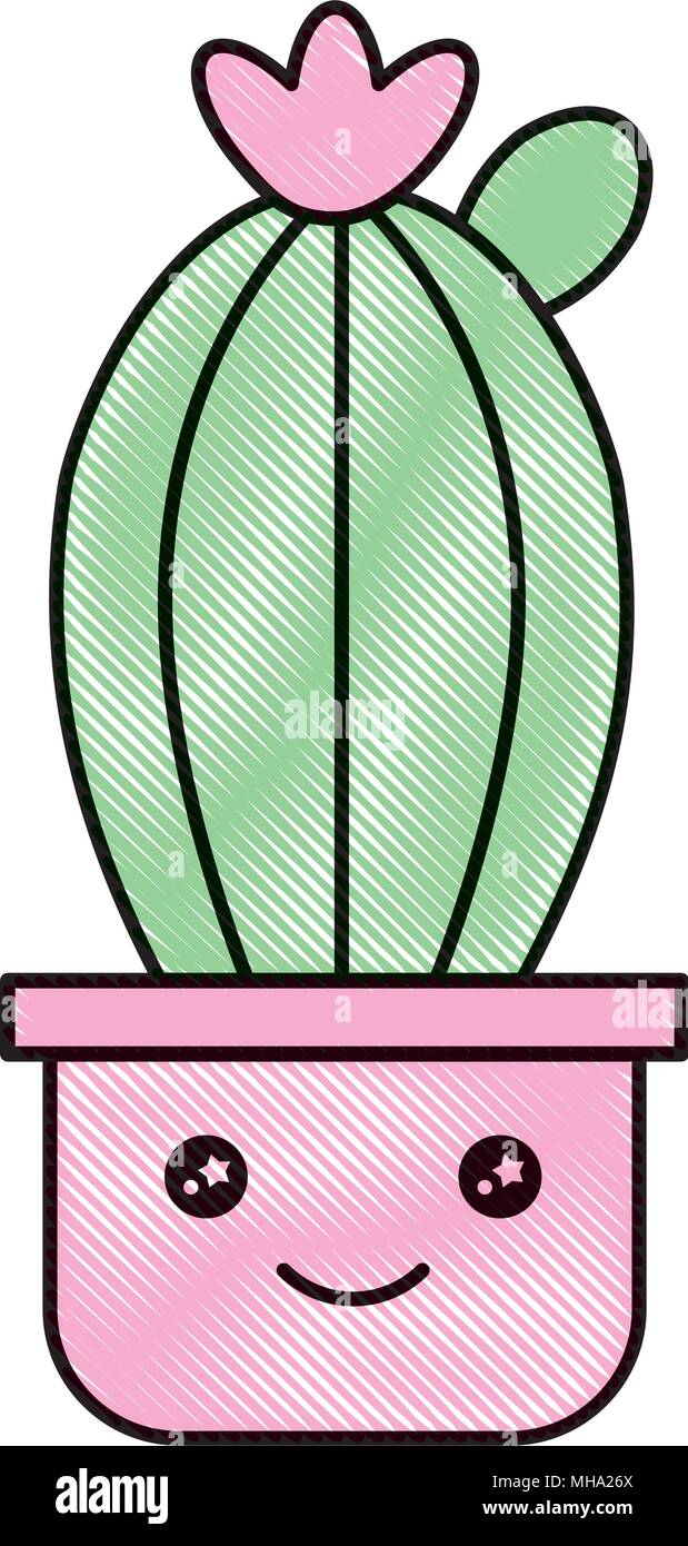 Kawaii cactus personaje de caricatura dibujo de ilustración vectorial  Imagen Vector de stock - Alamy