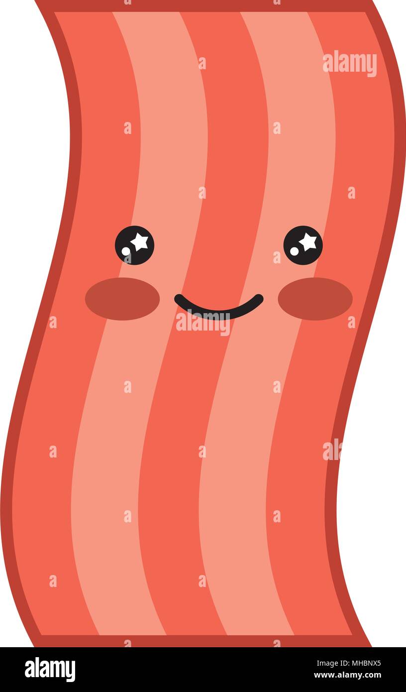 Kawaii cartoon bacon carácter alimentario ilustración vectorial Imagen  Vector de stock - Alamy