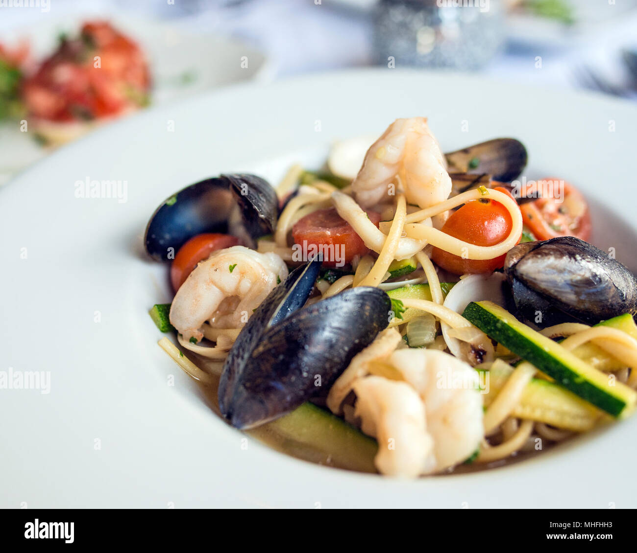 Seafood Linguine Foto de stock