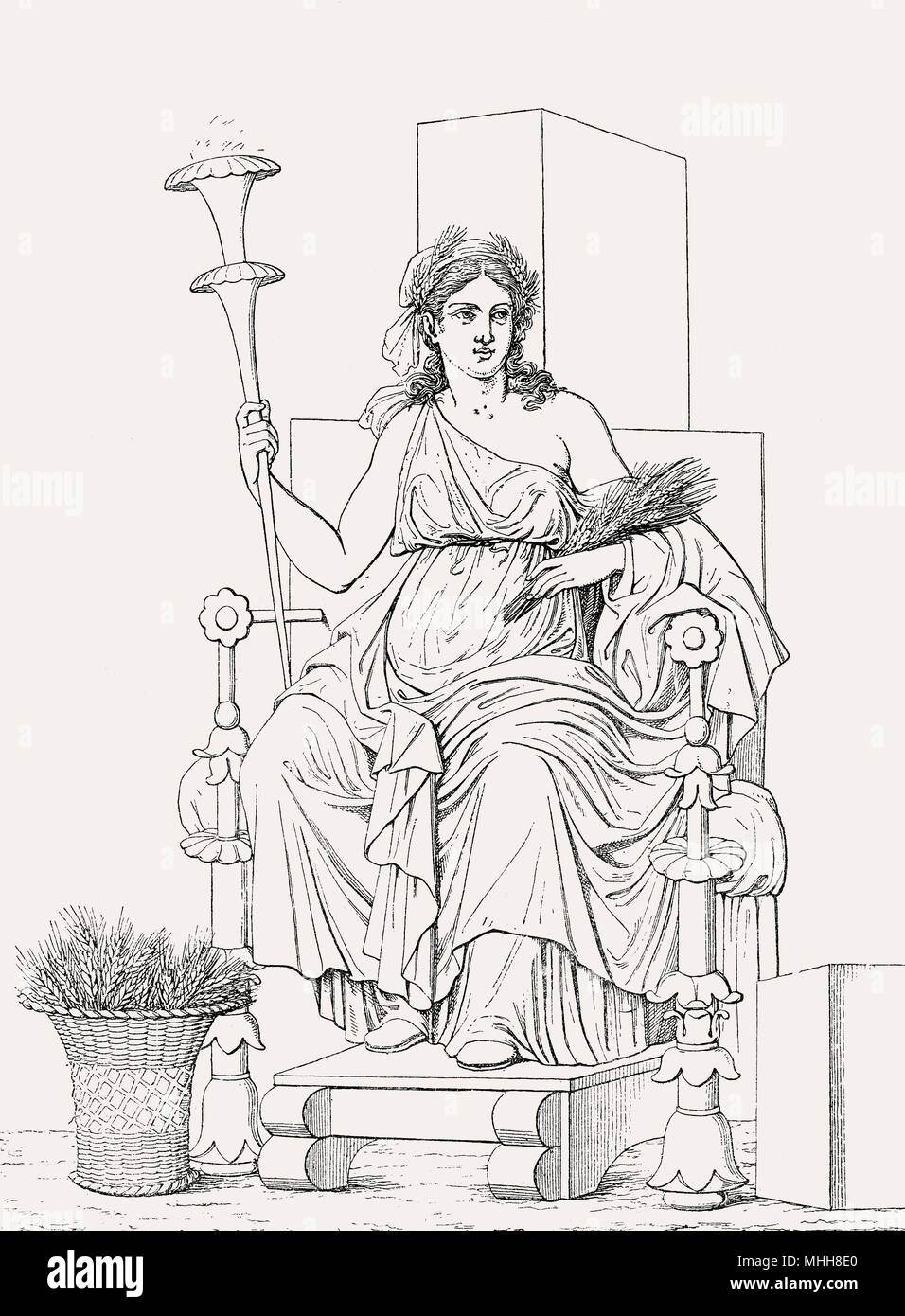 Deméter, la diosa de la cosecha y la agricultura, la mitología griega Foto de stock