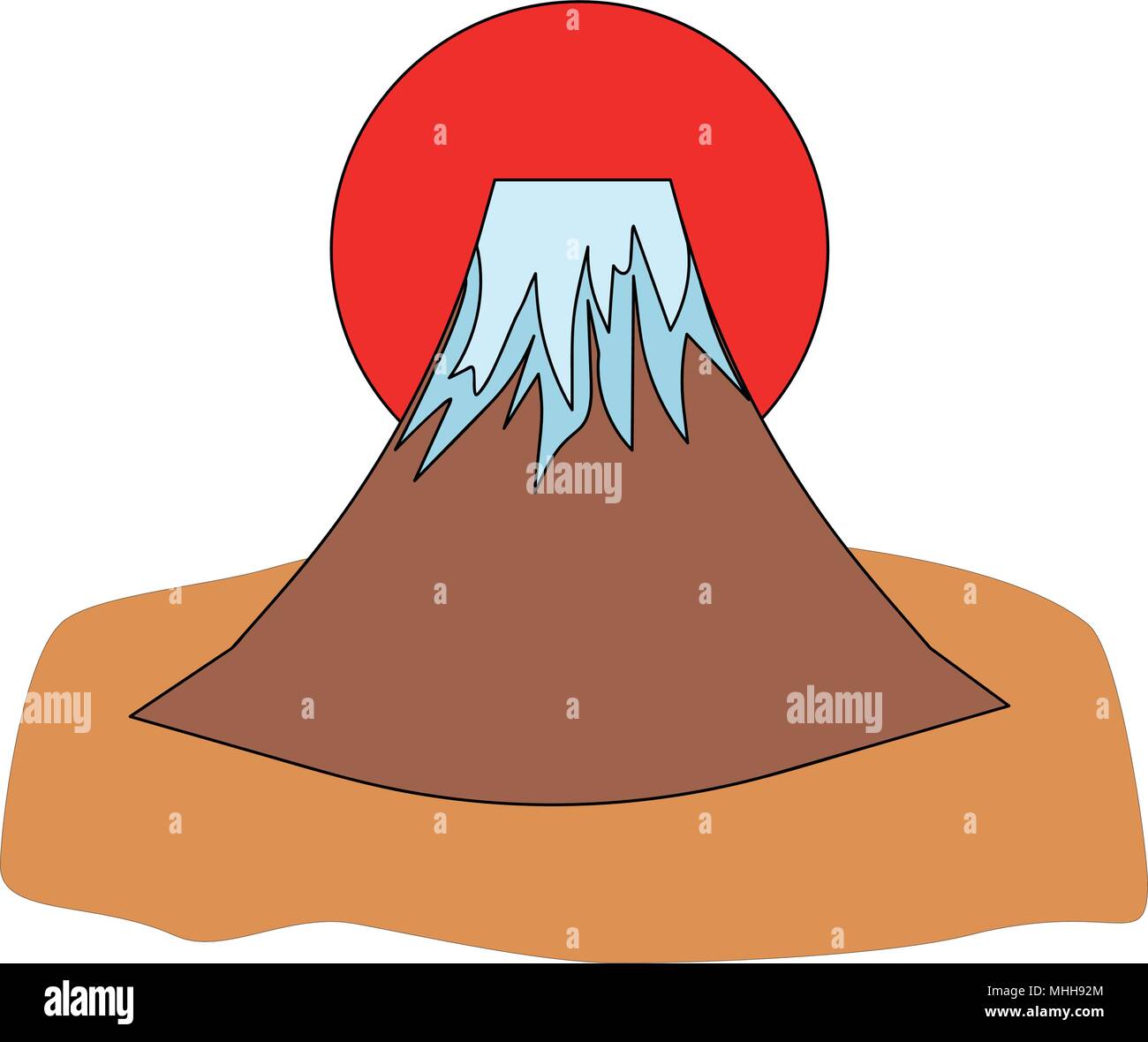 Icono del monte Fuji en el estilo de dibujos animados aislado sobre fondo blanco. Ilustración del Vector